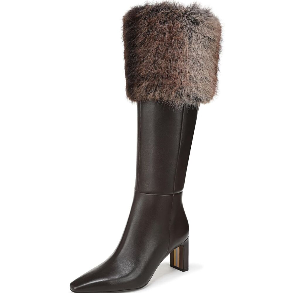 New Sam Edelman Women's Sylvia Cozy Faux Fur Cuff Knee High Boot 8.5 M Wide Calf